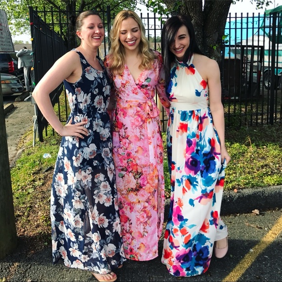 Eliza J Floral Print Halter Maxi Dress Size 2 - Picture 3 of 3